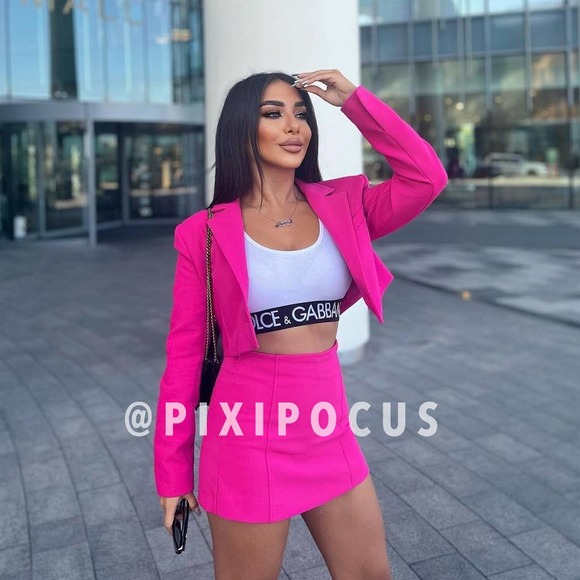 ZARA [ 2 PIECE ] SKIRT SUIT / BLAZER SET FUCHSIA PINK - Picture 3 of 16